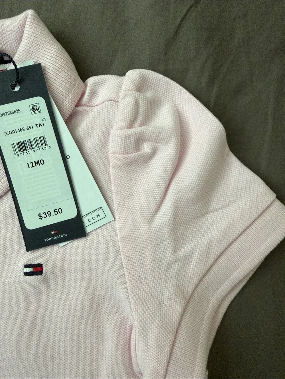 Tommy Hilfiger My First Polo Baby Bodysuit 12M Pink NWT